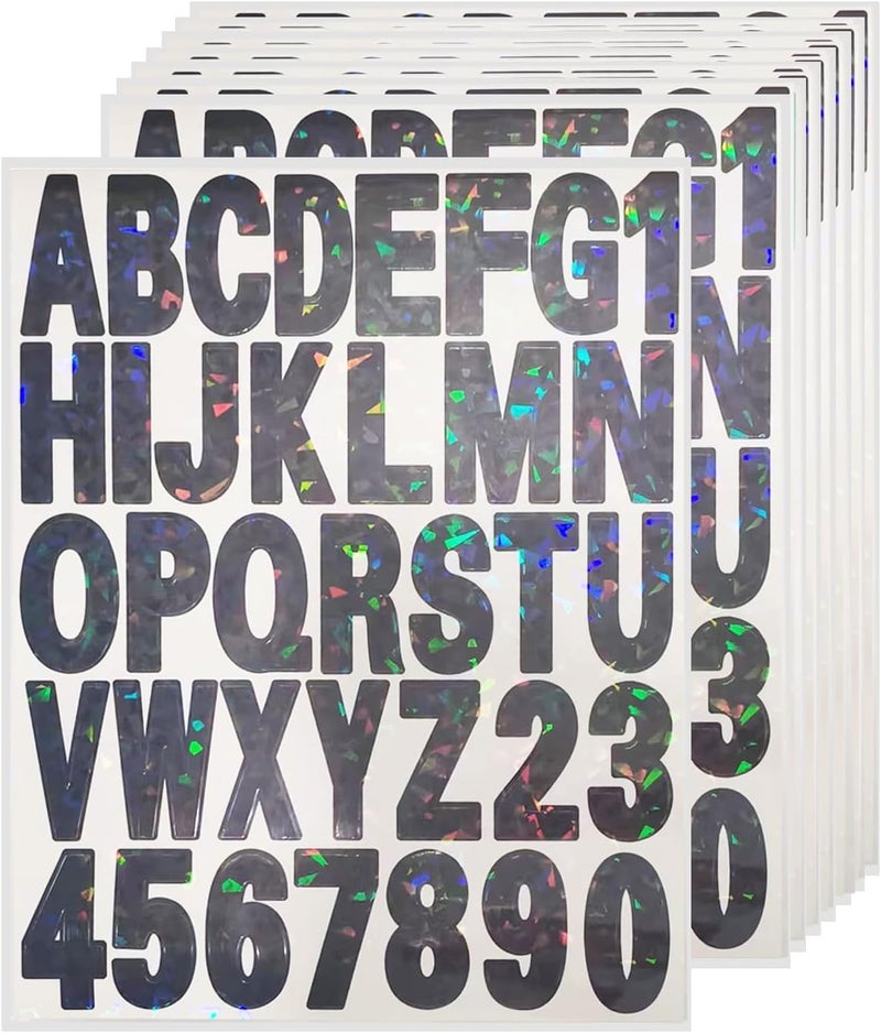 starboling Letter Stickers,2 inch 8 Sheets Black Alphabet Sticker,Self Adhesive Vinyl Letter Stickers Mailbox Numbers,for Arts Crafts Outdoor Sign Poster Mailbox Sign Doors Mailboxes Car Truck - Image 1